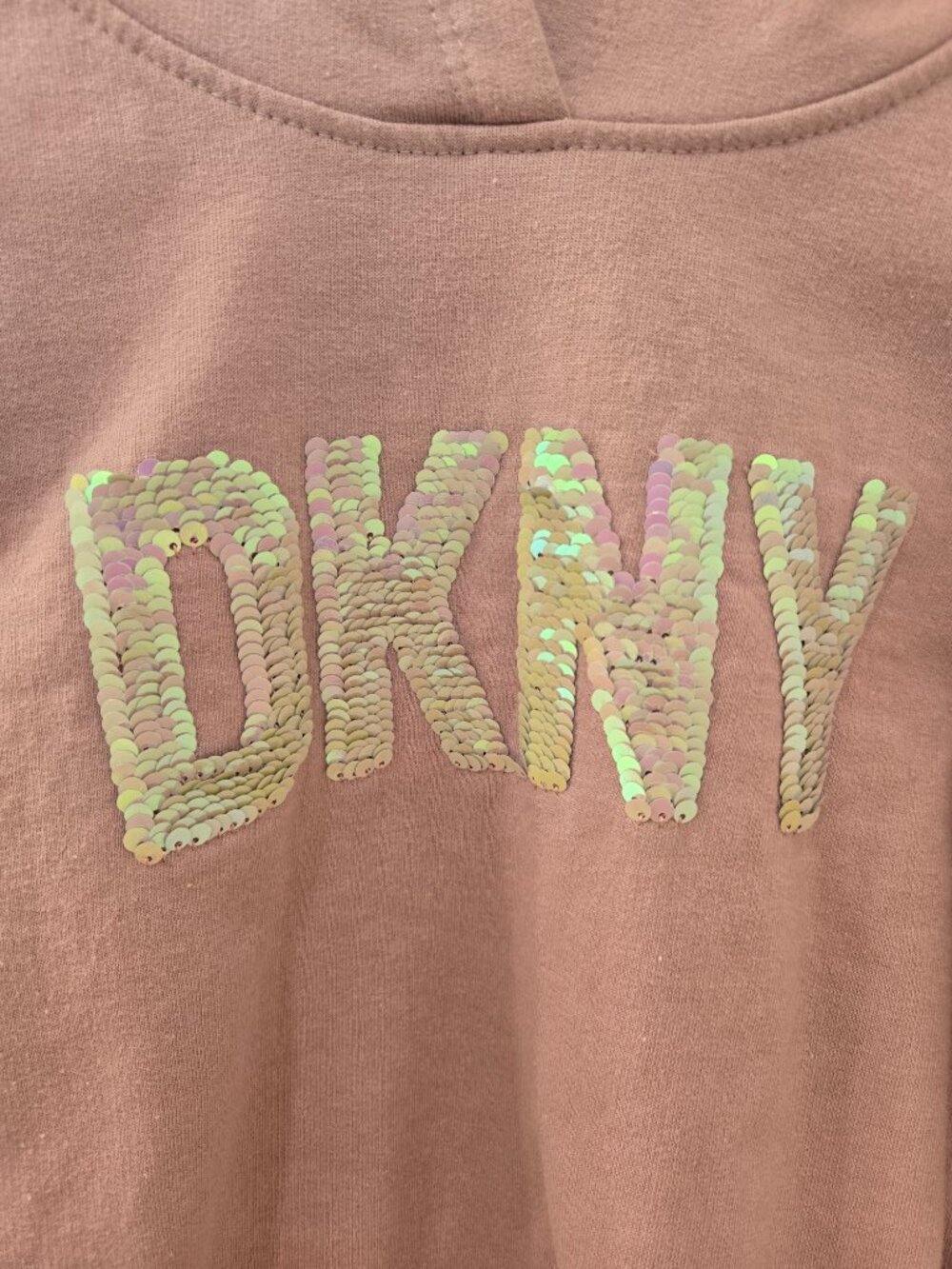 DKNY girls jogger set pink sequin hoodie and sweatpants - Picture 2 of 6